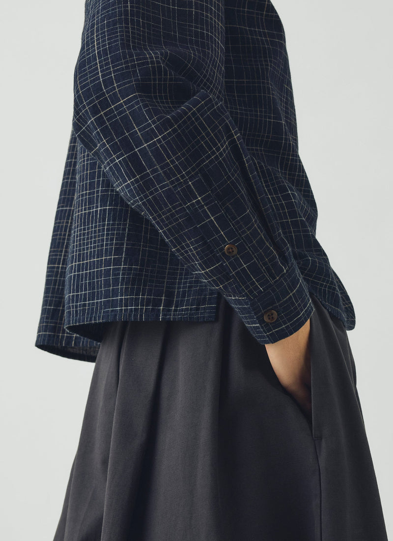Space Dyed Indigo Check Shirt | Indigo/Ecru