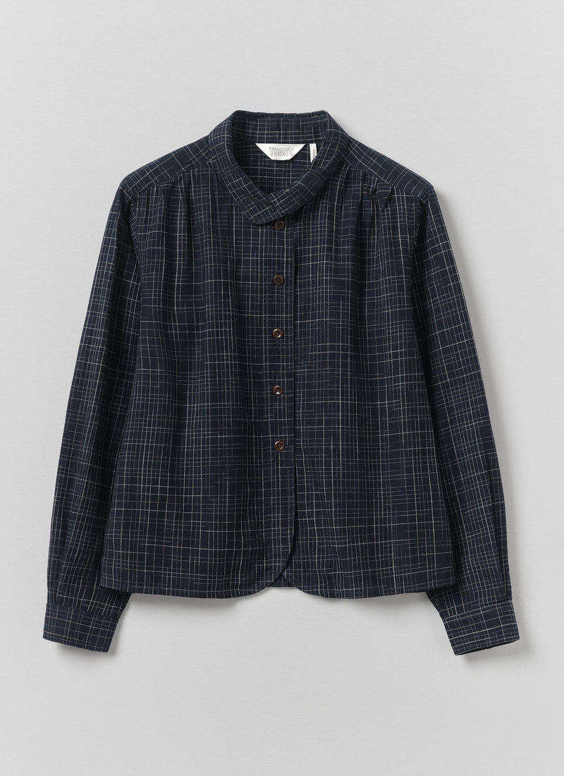 Space Dyed Indigo Check Shirt | Indigo/Ecru