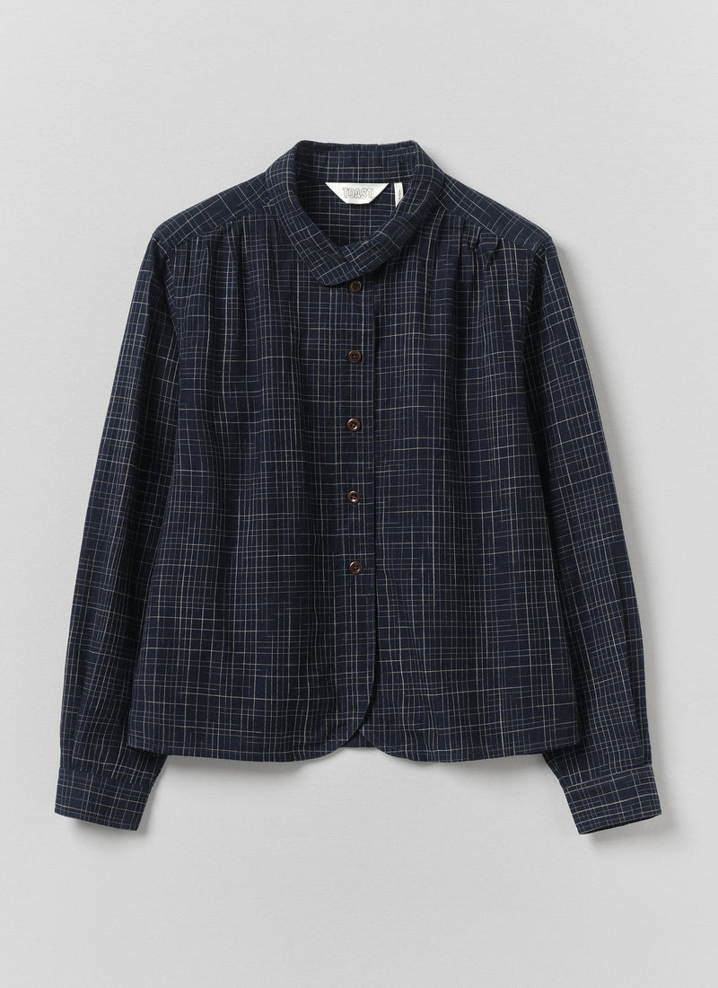 Space Dyed Indigo Check Shirt | Indigo/Ecru