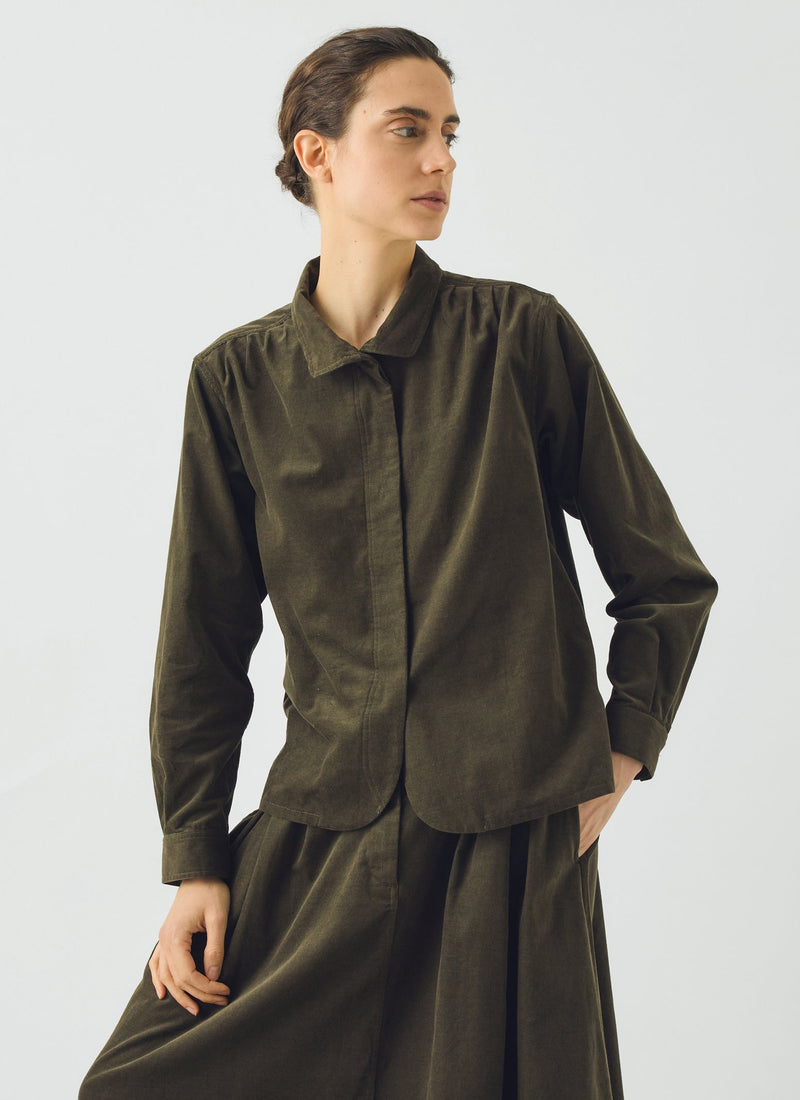 Cotton Needlecord Shirt | Seaweed