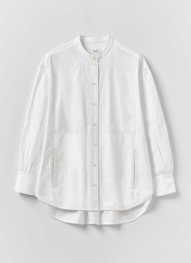 French Knot Cotton Shirt | Natural White