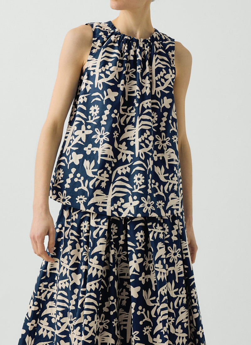 Emma Carlow Cut Out Print Sleeveless Top | Indigo Blue