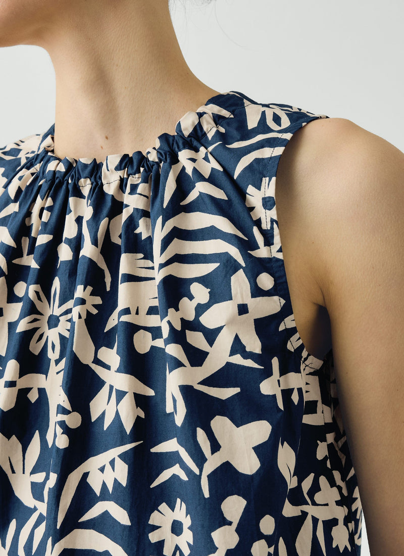 Emma Carlow Cut Out Print Sleeveless Top | Indigo Blue