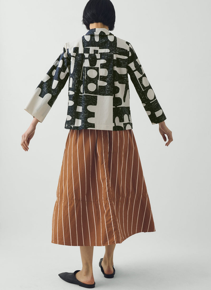 Totem Print Cotton Poplin Shirt | Ink/Dove